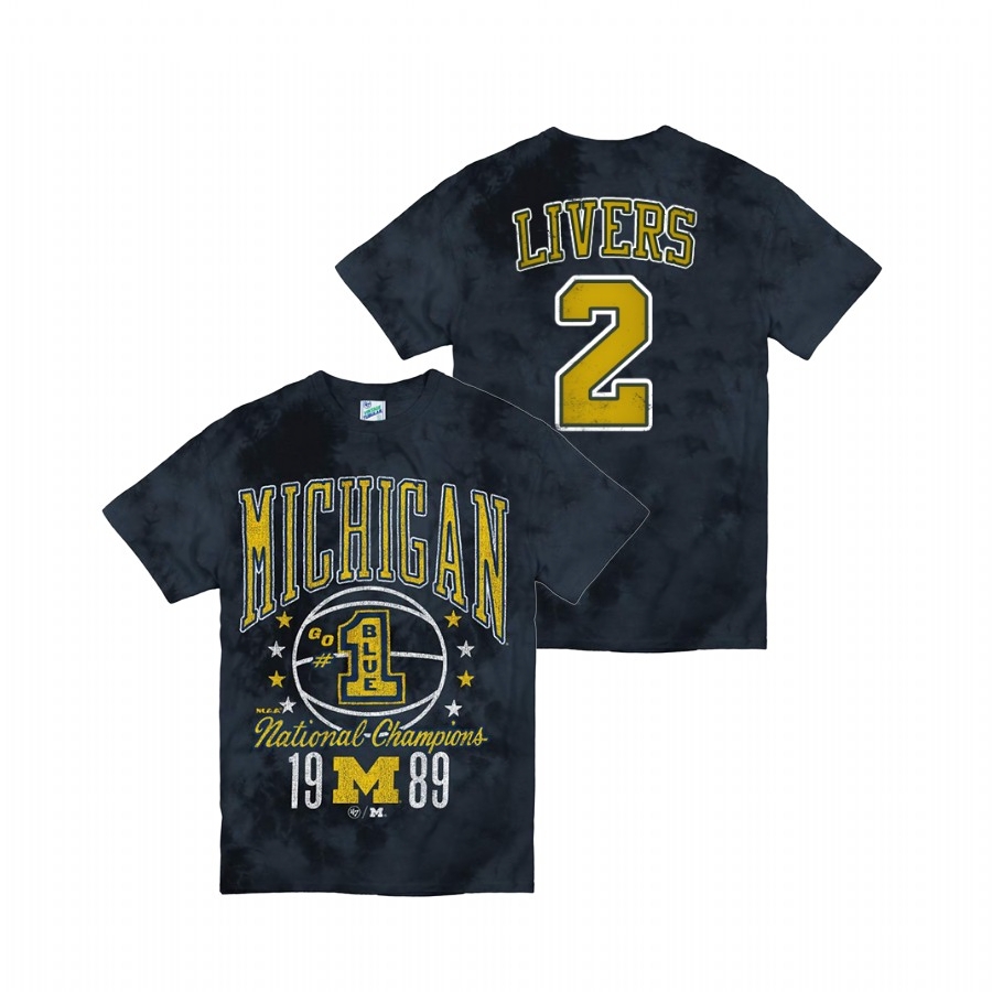 Michigan Wolverines Men's NCAA Isaiah Livers #2 Navy Tie Dye Vintage Tubular Retro Tie-Dye College Football T-Shirt BPZ6249KN